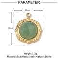 Pendente sole in acciaio inossidabile placcato oro 14k con pietra naturale verde, 12mm - Stile Pietra Naturale Sfaccettata Verde (VG816)