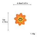 Toppa ricamata a forma di girasole sorridente arancione e giallo di 6,8x7cm per fai da te - GZ-2759 Con Supporto Adesivo