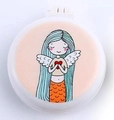 Portable white folding hairbrush with cartoon mermaid angel print and makeup mirror - Mermaid 001