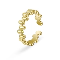 Anello aperto minimalista placcato oro 18K con perline ovali collegate e finitura lucida - Maglie di perline ovali / Oro