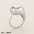 Polierter silberner Edelstahlring mit 13 mm Wassertropfen-Design im minimalistischen Stil - US 7 / Silber (KR112228-HR)