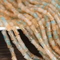 Bamboo-shaped glass beads with marble texture in beige and green for DIY jewelry - 6x12mm Marbled Translucent Orange Blue (1Pc)