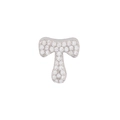 Delicate silver letter T charm with sparkling zircon inlay for DIY jewelry design - Letter T Pendant