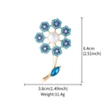 Blue rhinestone rose flower brooch with white pearl center and gold-tone finish 6.4cm - XD825041 Blue Jewel Pearl Flower