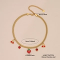 Collar de acero inoxidable dorado con colgantes de fresa y cereza en esmalte rojo - Estilo de Fruta de Corazón (1# Corazón)