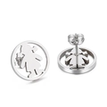 Silver hollow out girl silhouette stud earrings in stainless steel for women - Girl Silhouette Hollow Style (KE60863-K)