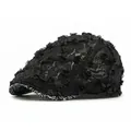 Casquette plate en dentelle noire pour femme avec fleurs 3D et mesh respirant - Réglable / Noir