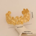 Exaggerated golden flower cuff bracelet in polished stainless steel with floral relief - Daisy Flower Relief Pattern (6#)