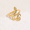 Elegant gold-plated snake wrap ring with realistic grooved head and polished finish - 14K Gold Polished Snake