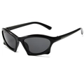 Futuristische Y2K Steampunk Sonnenbrille in Fledermausform mit schwarzem Rahmen - Schwarzer Rahmen Schwarz Graue Gläser