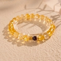 Detailed shot of amethyst strawberry crystal bracelet with red bead and golden spacers - 16# Citrine Agate Stone Flower Bracelet