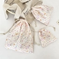 Three sizes of pink cartoon bear drawstring bags set for cosmetics and travel storage - Colorful Star Puppy