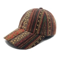 Detailed view of woven tribal geometric patterns on bohemian style baseball cap fabric - M (56-58cm) / Brown Red Geometric Striped Style (4#)