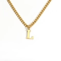 18K gold plated stainless steel necklace with polished letter L pendant for women - Letter L / Gold