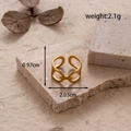 Adjustable golden stainless steel ring with hollow double chain link design - Double Ring Chain (MN495)