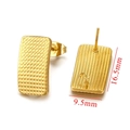 Pendientes rectangulares de acero inoxidable chapados en oro con textura y medidas 16,5x9,5mm - 2.1g/Pieza Individual / Dorado (16.5x9.5mm)