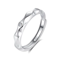 S925 sterling silver wave ring with sparkling cubic zirconia in a minimalist silver finish - FDJZ-169-Men's