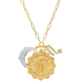 Scorpio zodiac coin necklace with opal crescent moon and micro-paved gold charms - Scorpio