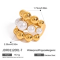 Wasserdichter goldener Titanstahlring mit Perle, hypoallergener Schmuck für Damen - Mehrlagige Perlendekoration (JDR0112001-7)