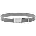 Kids elastic woven belt in grey with silver square magnetic buckle and adjustable slider - Gray