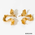 Minimalistische goldene gewellte geometrische Ohrstecker mit flüssiger Metalltextur - Gold (D2390)