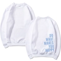 Sweatshirt blanc à col rond avec slogan bleu imprimé au dos et design minimaliste - S / Blanc Slogan V3