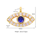 Gold-plated evil eye charm pendant with blue zircon stone and white micro-pave crystals - Small Rect Gold Blue L458945-Gold
