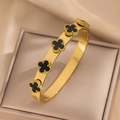 182 Gold And Black Four-leaf Clover Bracelet