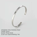 Rose gold 316L stainless steel 4mm open cuff bangle featuring a minimalist design - 4mm / Steel
