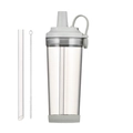 850ml light gray Tritan boba cup with dual-purpose straw, magnetic handle and cleaning brush - 850ml / Light Gray