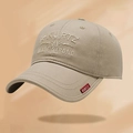 Khaki cotton baseball cap with A-KURTZ embroidery and structured deep crown style - Adjustable / Letter Style Khaki