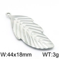Silver stainless steel leaf pendant for DIY jewelry, size 44x18mm and 3g weight - Silver Leaf (KLJ5787-Z)