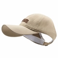 Khaki embroidered baseball cap with a high ponytail opening and adjustable strap design - Adjustable / Deep Beige