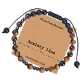 Détail du bracelet code Morse avec perles œil de tigre et carte de soulagement de l'anxiété - L'anxiété ment