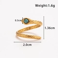 Anello a serpente dorato con gemma di turchese blu e finitura a scaglie testurizzata - Stile Serpente Avvolto (TR084-Blu)
