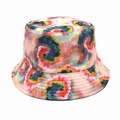Close-up of vibrant tie-dye bucket hat showing stitched brim and cotton texture details - M(56-58cm) / Multi-color Tie-dye Style (4#)