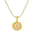 18K gold plated titanium necklace featuring a white shell pendant with a golden letter X - Letter X (S-P005-X)