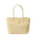 Sac seau à la mode en nylon jaune crème avec logo lettre M circulaire élégant - Jaune