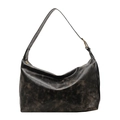 Schwarze Vintage-Hobo-Tasche mit großer Kapazität und verstellbarem breitem Schultergurt - Klein / Dunkelbraun