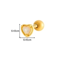 Golden heart screw back stud earring with iridescent opal and beaded edge detail - Heart Opal Simple Style (921-1# Gold)