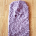 Purple faux fur balaclava ski mask with single hole design on light wood floor - One Size / Light Purple