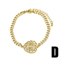 Pulsera de cadena cubana dorada con colgante de corazón hueco e incrustaciones de strass - Estilo de Eslabón Cubano con Colgante de Corazón y Circonita Motivo Triomphe (D) / Dorado