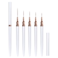 Λεπτομέρεια σετ 5 πινέλων nail art liner με λευκές διαμαντένιες λαβές και rose gold δακτύλιο - Σετ 5 τεμαχίων / Λευκό
