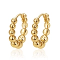 Polished gold beaded hoop earrings with smooth metallic spheres for a minimalist luxury look - Golden Beaded Stitching Style (No. 7 Ear Buckle)