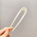 Minimalist white U-shaped hair fork in smooth resin for easy bun styling for women - ABS / Creamy White