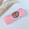 Pink pleated cotton viscose bubble shawl elegantly rolled in handmade fashion packaging - Style #2