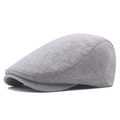 Gorra de lino gris claro con textura de tejido cruzado y visera estructurada clásica - Ajustable / Gris