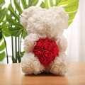 White PE foam rose bear featuring a red heart detail, ideal for Valentine Day gifts - 23CM Naked Bear (Without Box) / White with Red Heart