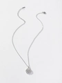 Close-up of silver sunflower pendant necklace with zircon stones and lobster clasp detail - Silver