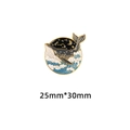 Blue whale enamel pin with starry night sky and golden edges 25mm x 30mm - Whale and Waves